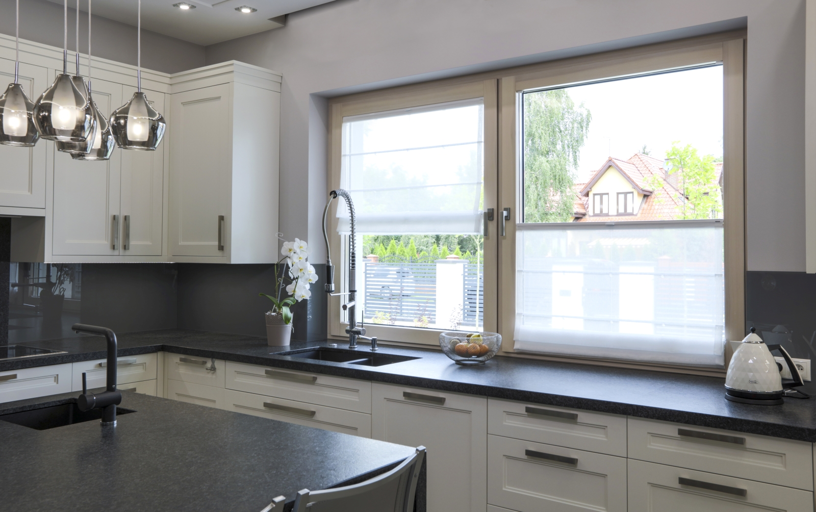 Custom blinds in a modern living room